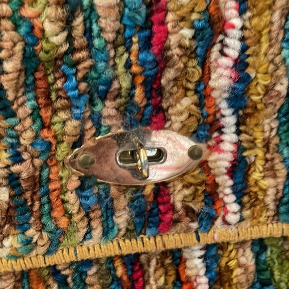 Jerry Terrence vintage carpet bag the original gold hardware brown strap multi - Picture 2 of 15